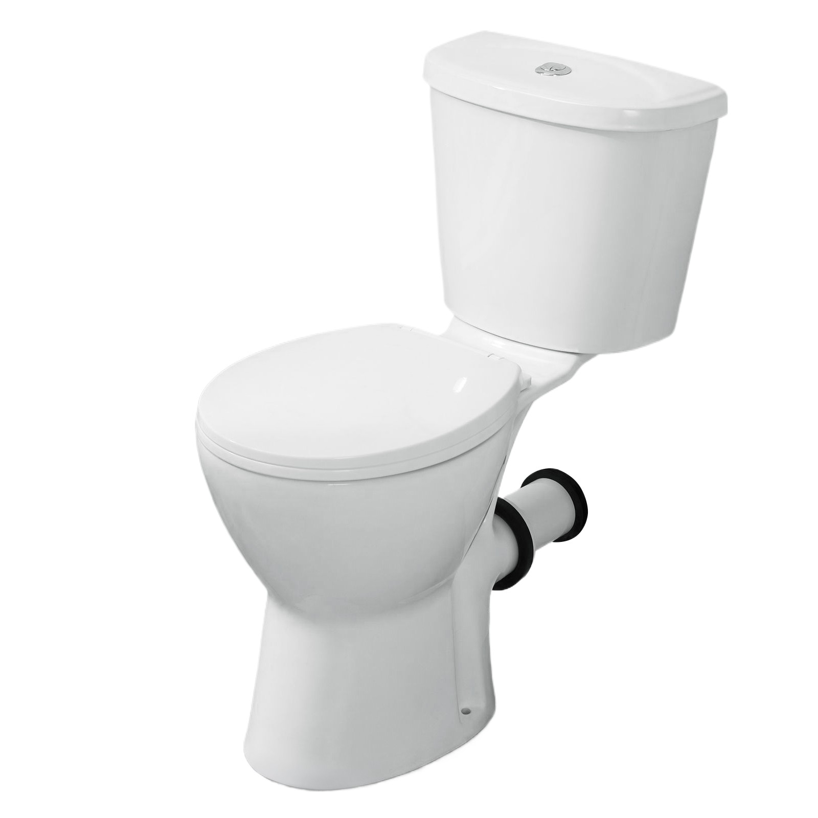 19 inch Rear Outlet Toilet with Tank Powerful Flush with Extra Extension Pipe