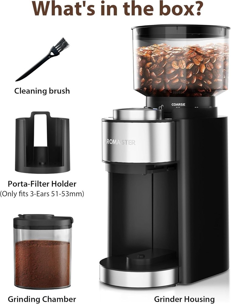 Conical Burr Coffee Grinder with 25 Grind Settings,Adjustable 2-12 Cups Timer...