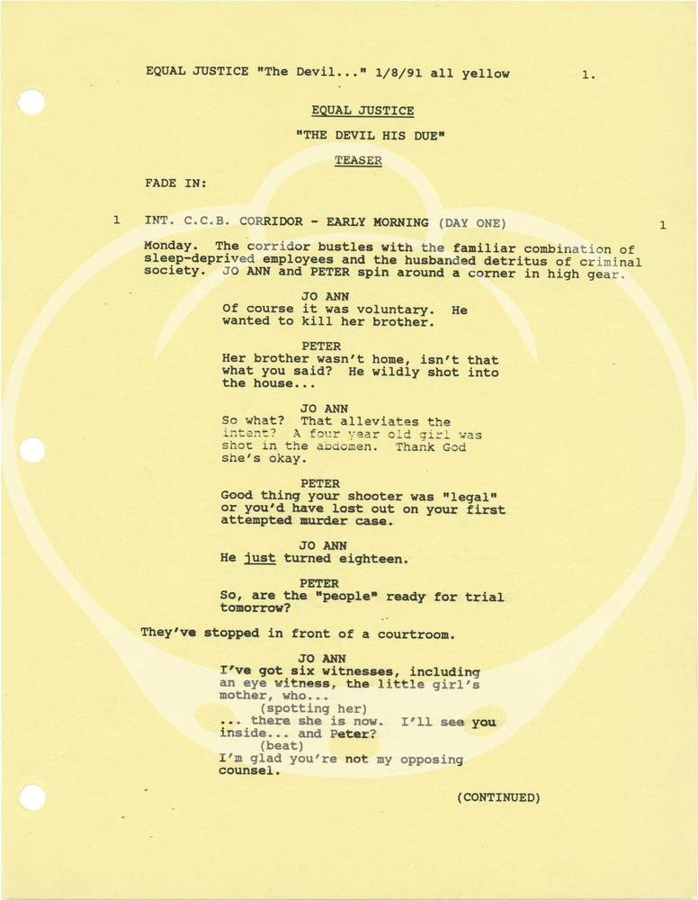 David Rosenbloom EQUAL JUSTICE THE DEVIL HIS DUE Original screenplay #149969