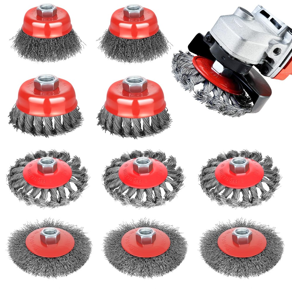 tchrules 10pcs Wire Wheel for 4 1/2 Angle Grinder, Knotted & Coarse red