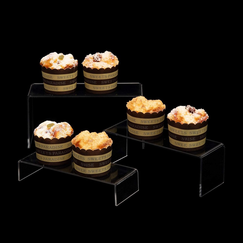 6 Pc Clear Acrylic Display Risers Showcase for Shoe Risers Retail Stand Cupcake