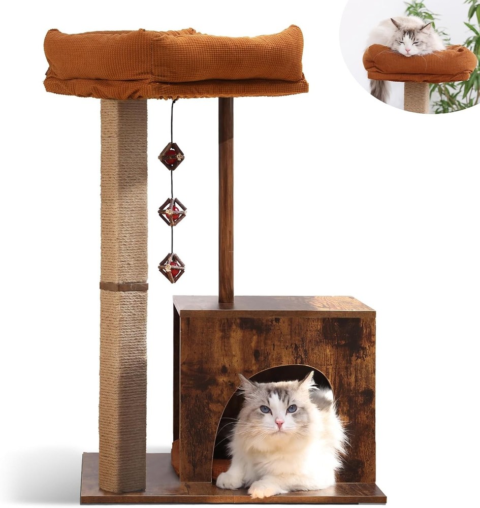 Cat Scratching Post, Modern Style Cat Tree with Unique Square
