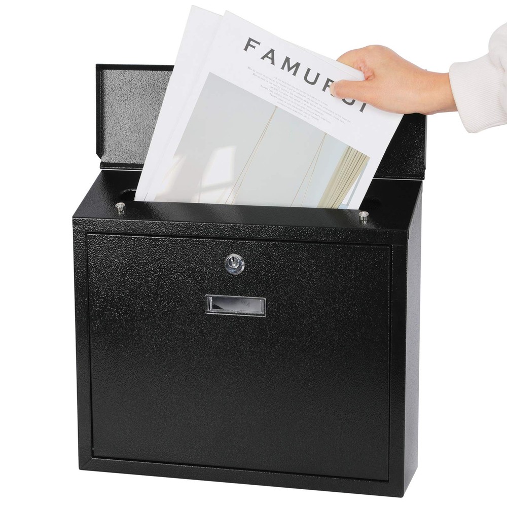 Mail Boxes with Key Lock,Locking Mailbox Wall Mounted,Security Black