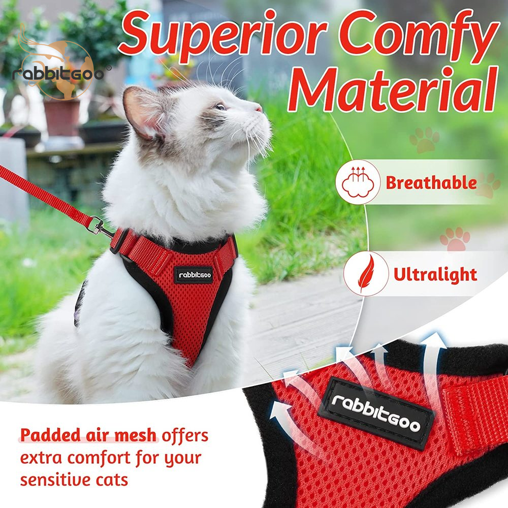 rabbitgoo Cat Harness and Leash Escape Proof Walking Vest Adjustable Reflective