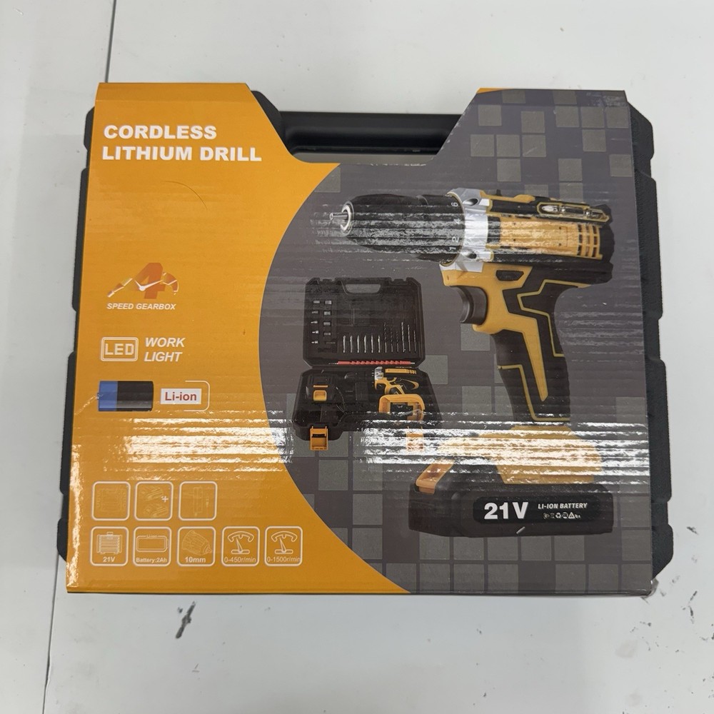 ⚡️Cordless Lithium-Ion Drill/Driver 21V LED Work Light, Carry Case, Bits⚡️