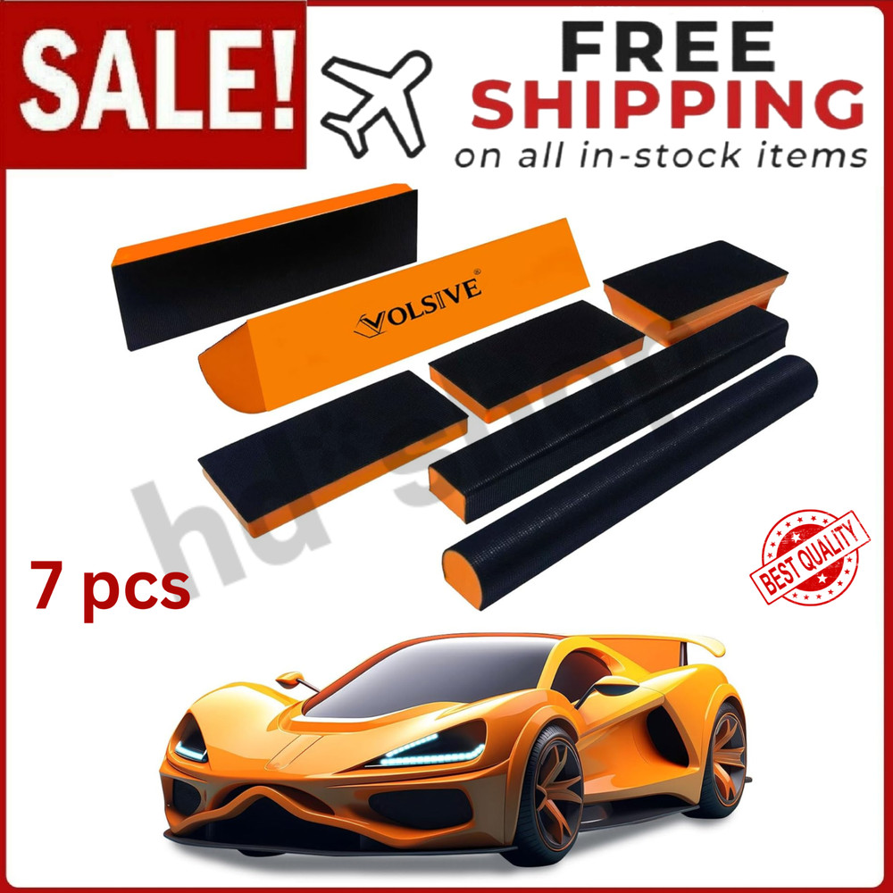 7Pcs Hand Sanding Block Set, Rectangle Handheld Sanding Pad, Hook and Loop Inter