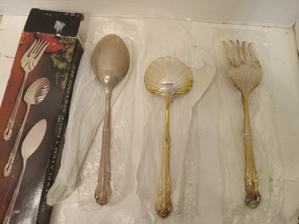 Aestetic 3 Piece Silverplated Dinning Server Silverware Utensils Set 93-0165