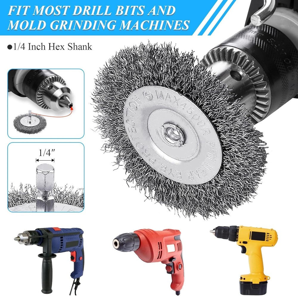 Supkiir 8 Pack 3inch Wire Wheel Brush for Drill, Drill with...