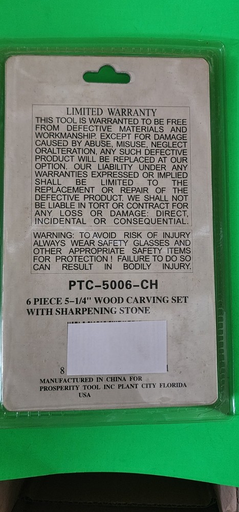 6pc Wood Carving Set w/ Sharpening Stone