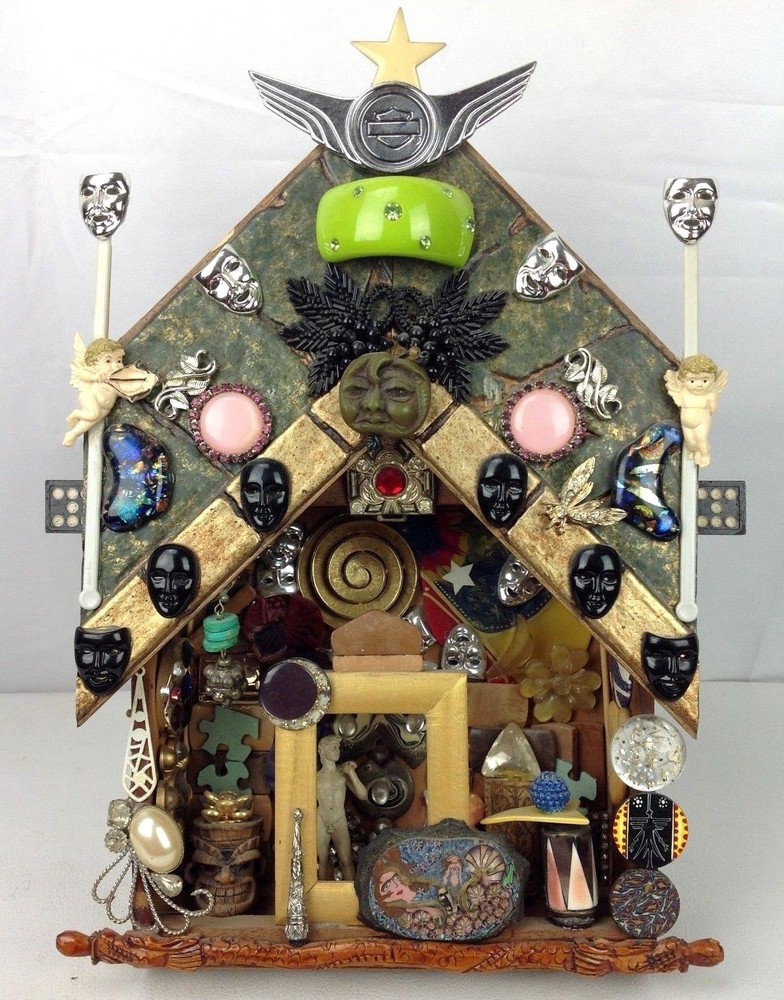Whimsical Shadow Box Assemblage 3D Wall Art TESA Exhibit Abstract Funky OOAK