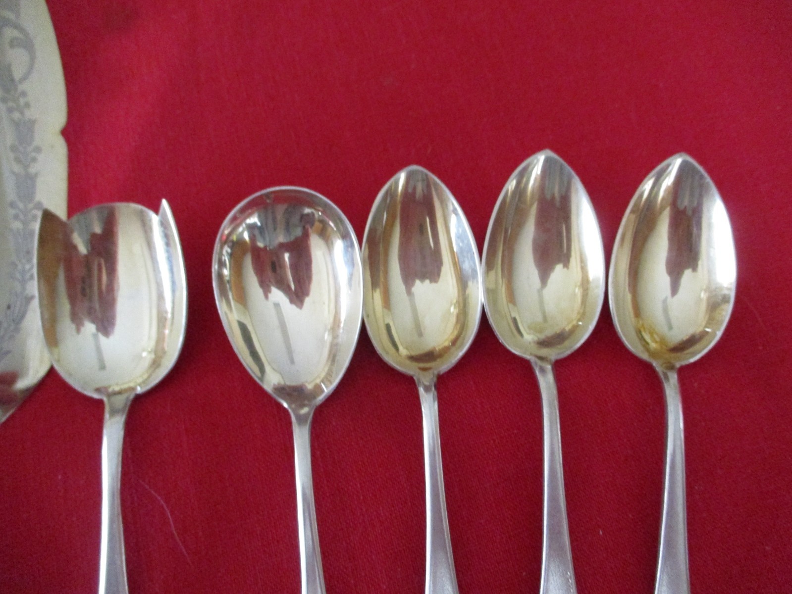 (13) Pc 800 Silver Pastry Set Flatware, 414 Grams, Etched Pattern