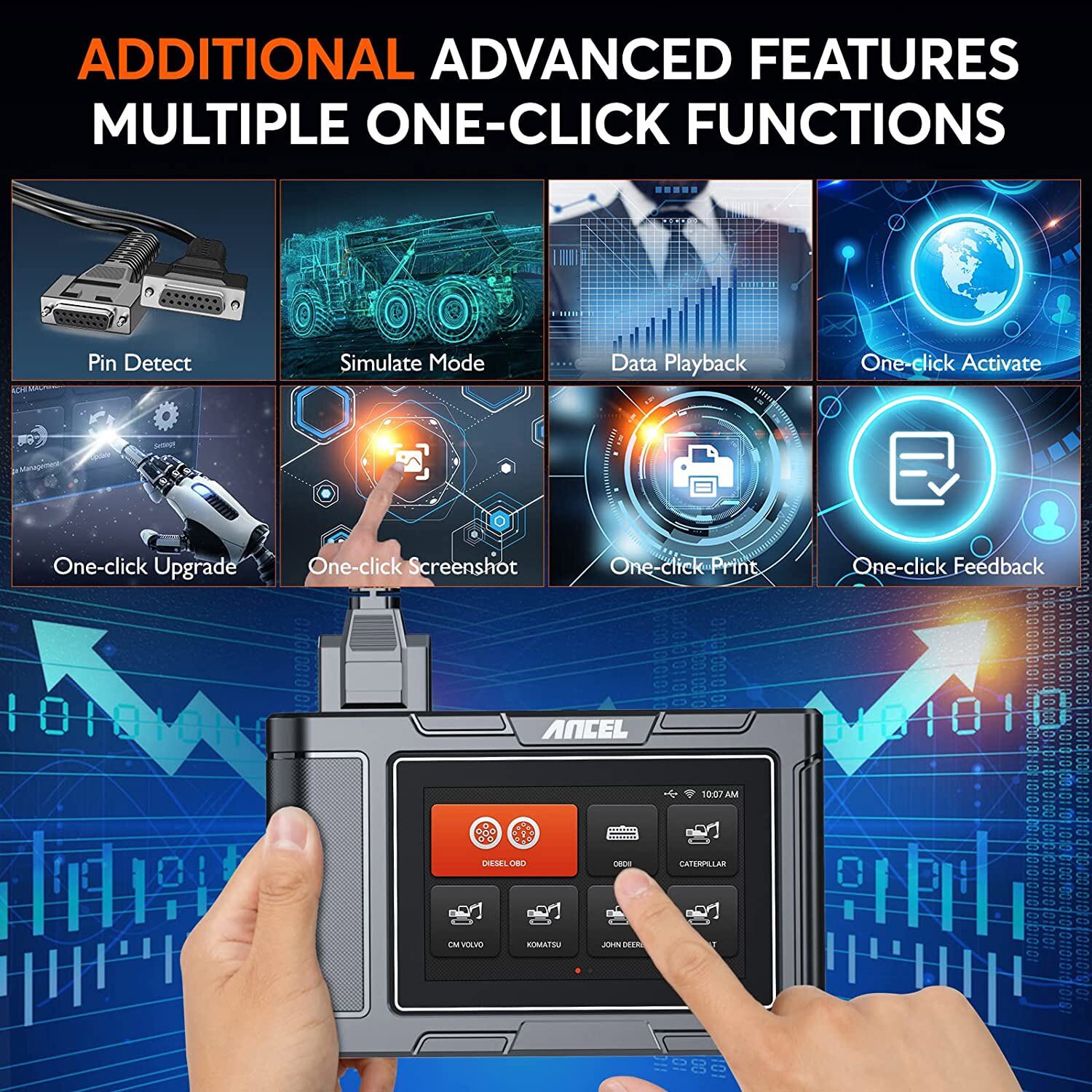 Heavy Duty Truck Scanner Machinery Scan Tool Diesel OBD Code Reader DPF Regen