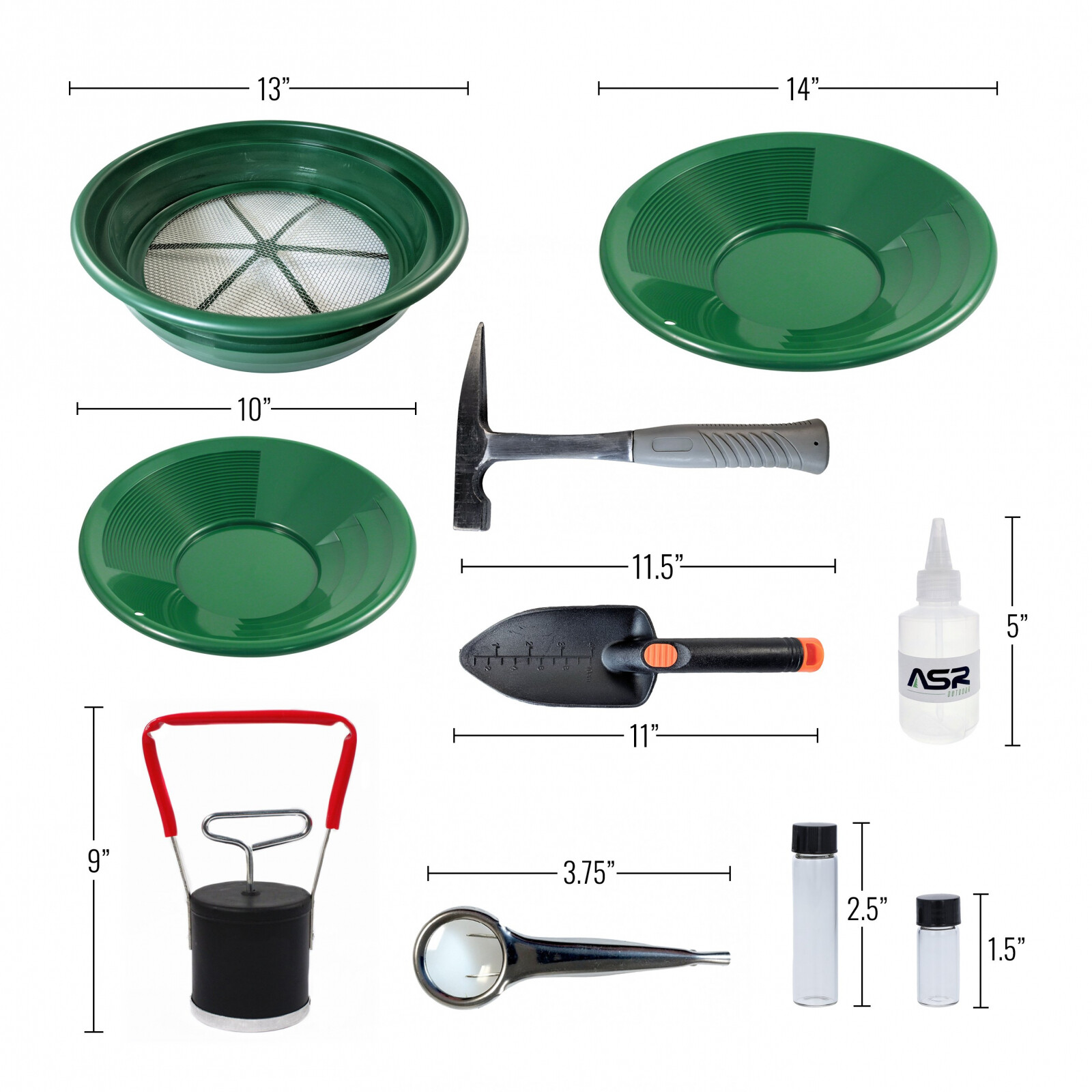 ASR Outdoor 22pc Gold Panning Prospecting Kit for Beginners