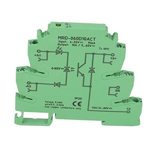 Solid State Relay 10A, 4-32V DC Input, 480V AC Output, DIN Rail Mount,