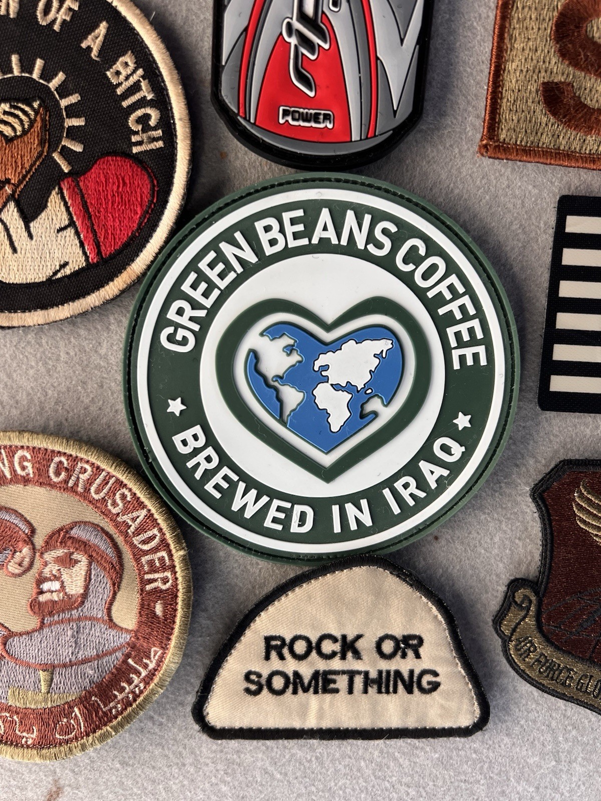 Green Beans Coffee Brewed In Iraq PVC Patch, Veteran Morale Patch, Military