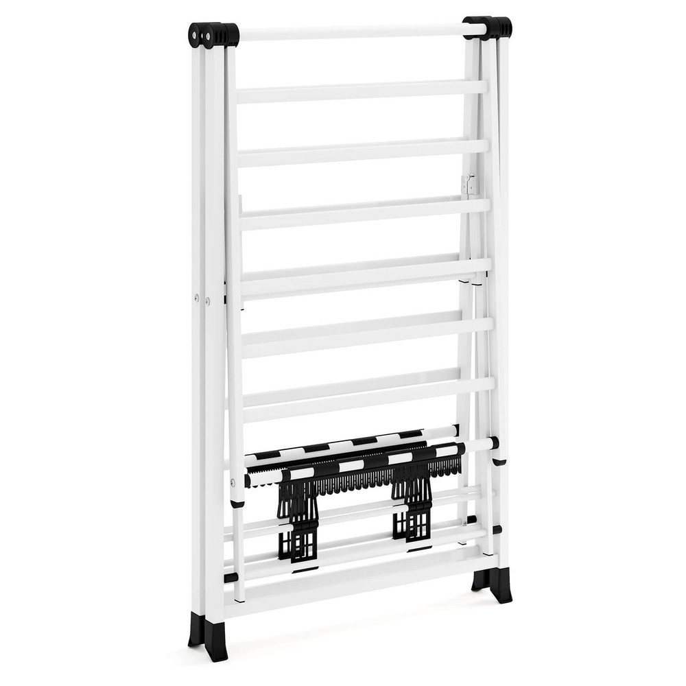 Foldable Metal Laundry Drying Rack w/Height Adjustable Wings, 18 Drying Rails