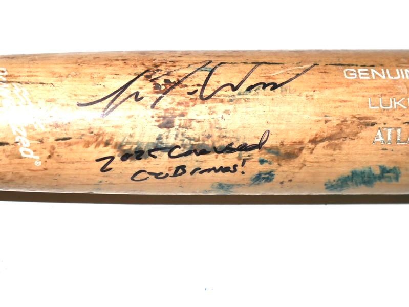 LUKE WADDELL GWINNETT STRIPERS #75 GAME USED BLACK LOUISVILLE SLUGGER BAT BRAVES