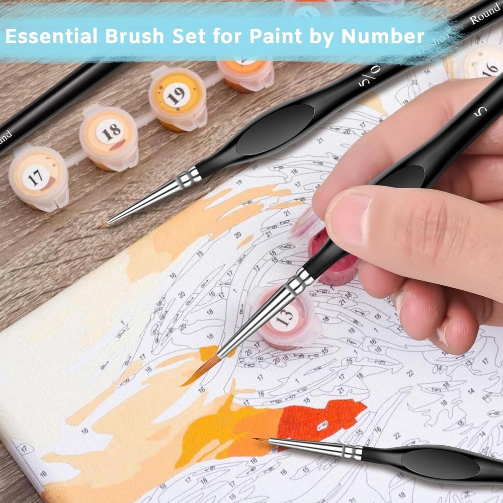8-Piece Miniature Detail Paint Brushes Set - Precision Round, Filbert & Angular