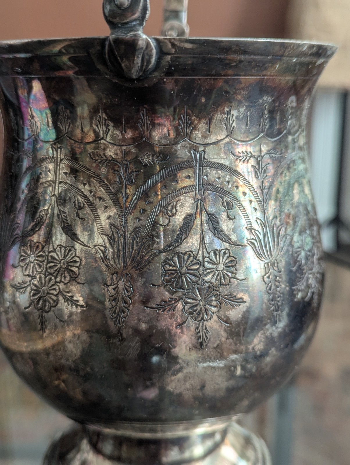 Antique Meriden Britannia Silverplate Buscuit Bucket India Pattern Victorian EPN