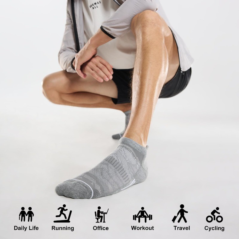 Men's Ankle Running Socks Low Cut Cushioned Athletic Sports Socks 6/12/18 Pcs