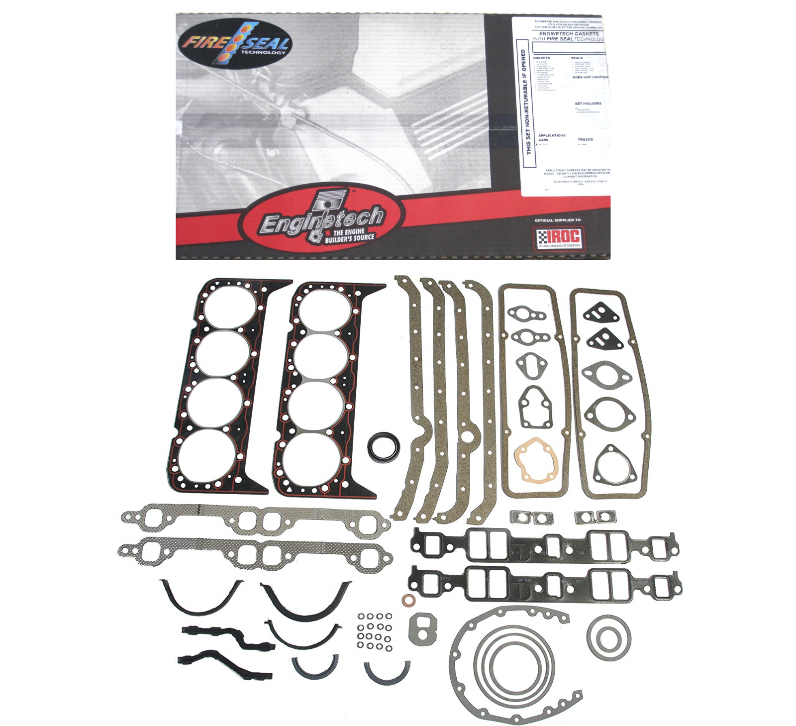 Full Engine Gasket Set for Early 2 Piece Rear Seal Chevrolet SBC 283 327 350 5.7