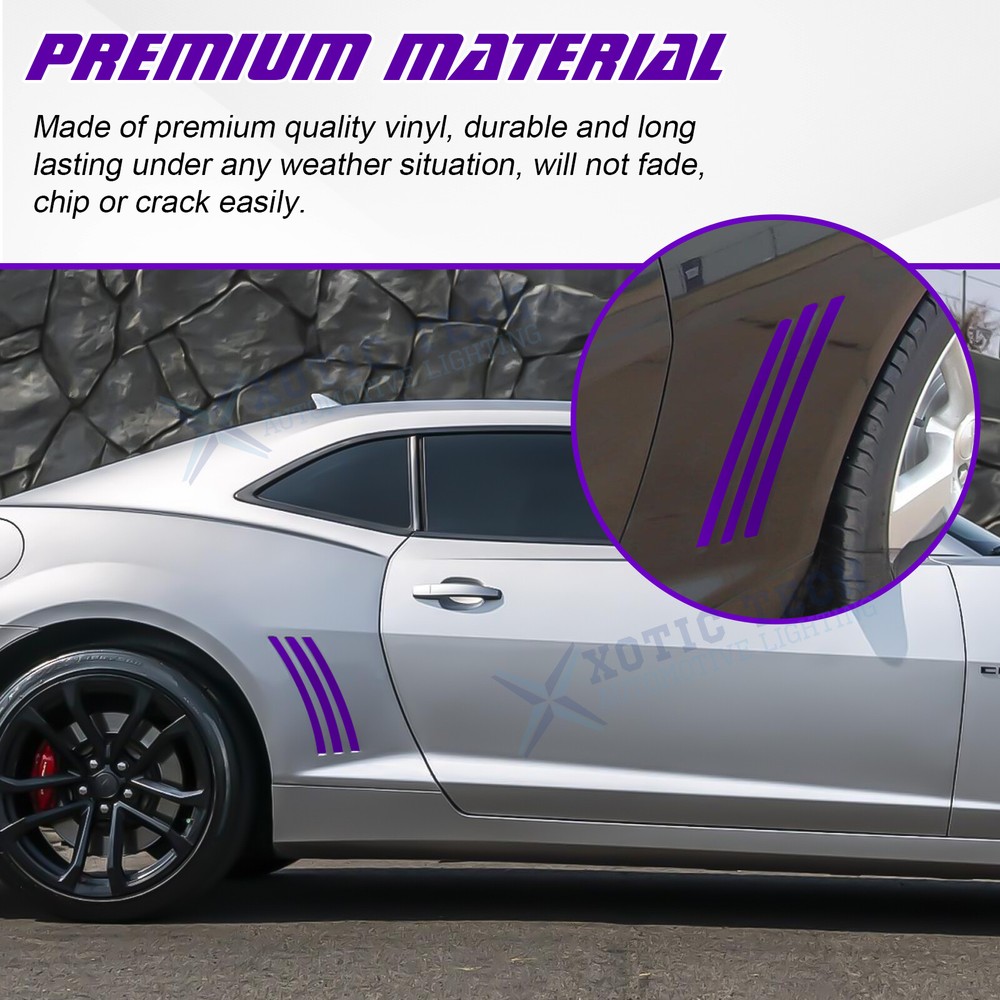 For Chevy Camaro 2010-2015 6pc Side Vent Stripe Panel Insert Stickers Decals