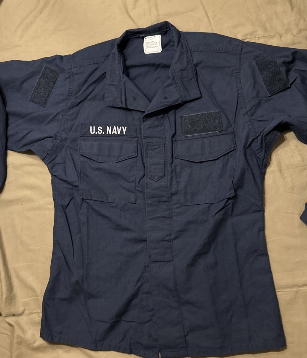 US Navy 2POC Coat Size Medium-Long Flame-Resistant Class-1 Blue Blouse USN