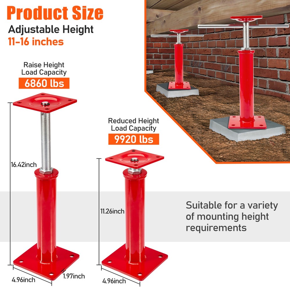 Adjustable Floor Jack Post Support Basement House Joists Beam Sagging Deck Roof