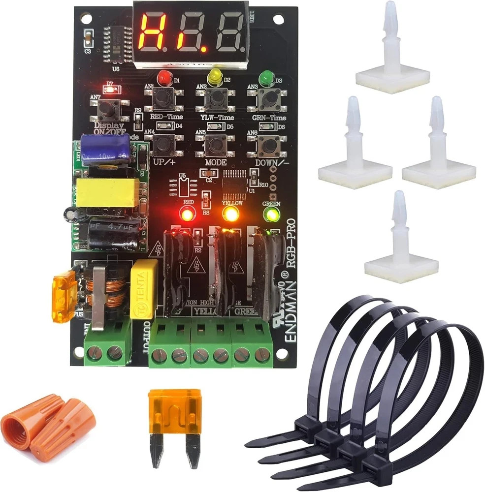 Traffic Light Controller Sequencer with 39+ Sequences, 3 Channel 80VAC-260VAC, L