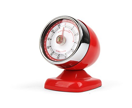Kikkerland Vintage Streamline Kitchen Timer, Red