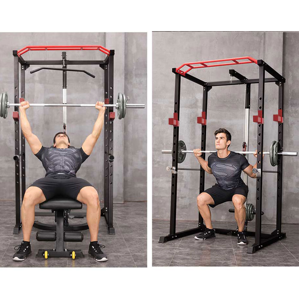 Power Cage, Multi-functional Power Cage with Adjustable Squat Rack Barbell Rack