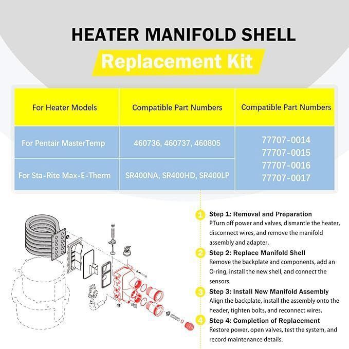 77707-0016 for Manifold Replacement Kit Pool & Spa Heater-Durable & Efficient