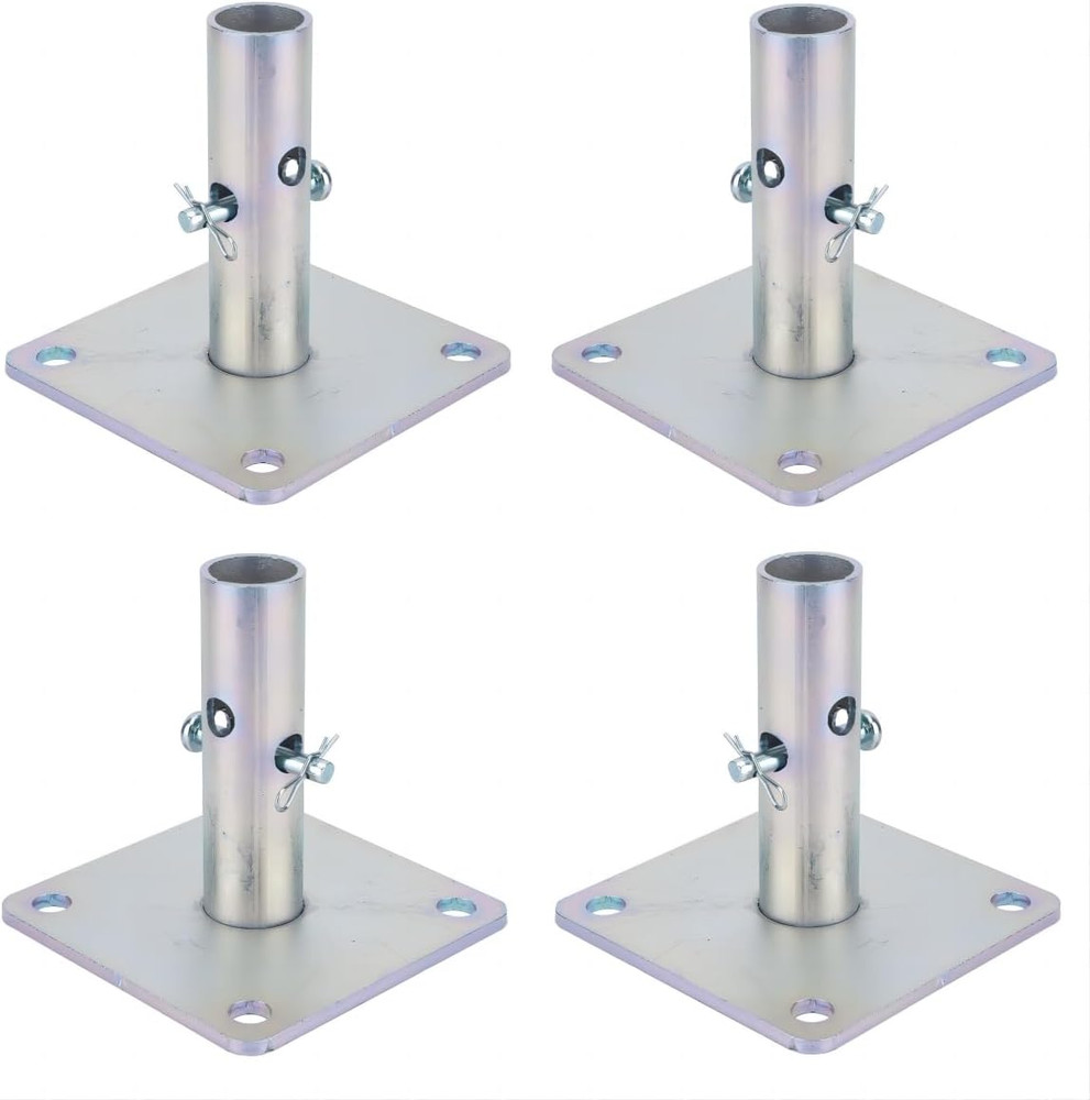 5"X5"X1-5/16"Od Galvanized Scaffold Base Plates Silver 4Pack.
