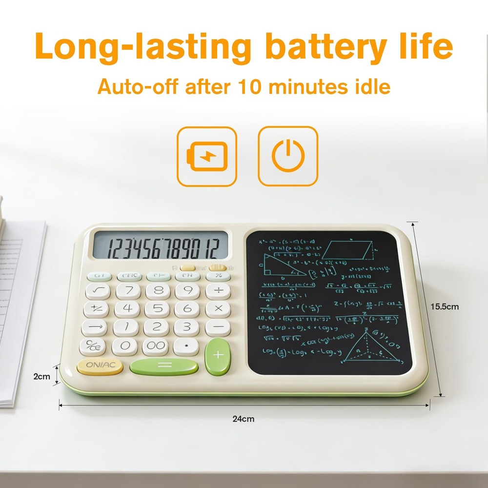 Desk Basic Calculator with Notepad for School Cute Simple Big Button Standard...