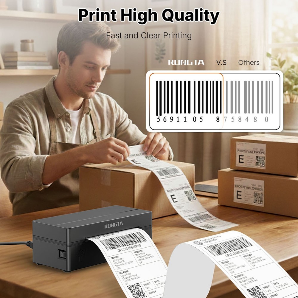 Bluetooth Thermal Label Printer 4x6 Wireless Shipping for iPhone Android PC Mac