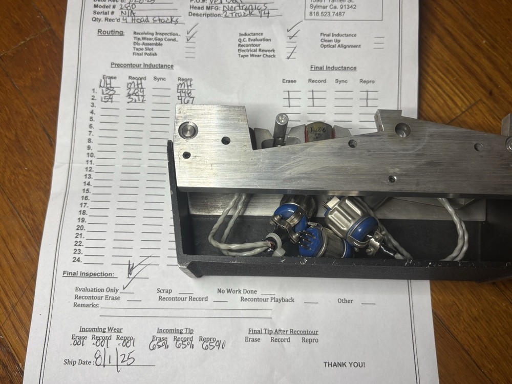 Scully 280b 1/4” 2 Track - With Head Report