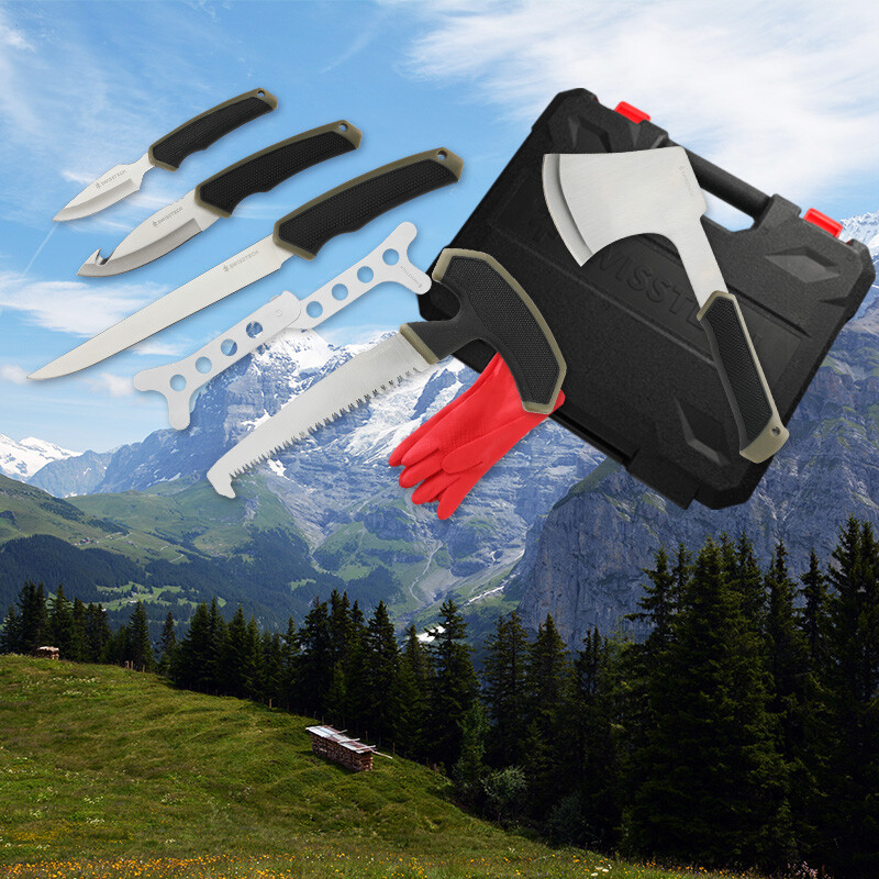 Swiss+Tech Field Dressing Kit, 10-Piece Hunting Knife Set Stainless Steel NEW