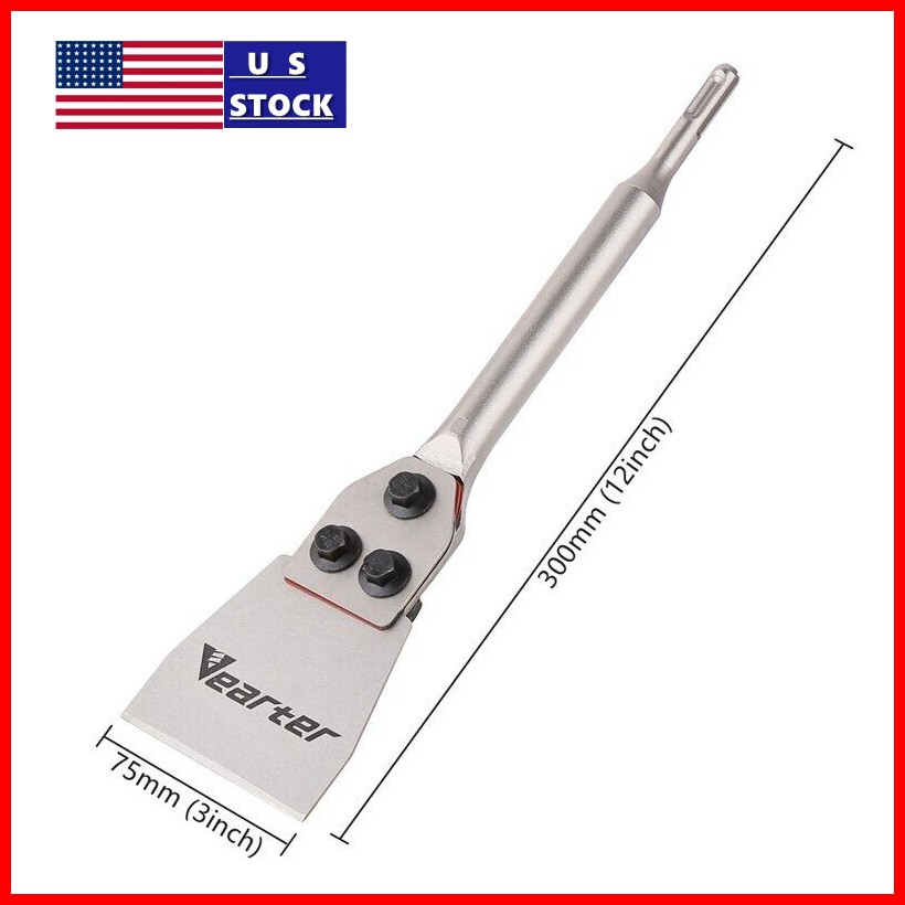 SDS Plus Chisel 3'' X 12'' Floor Scraper Wide Tile Removal Steel Flat Drill Bit
