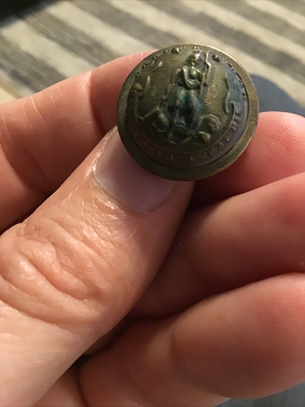 Virginia Staff Officer State Seal Coat Button Horstmann Bros & Co. Phila 1870-92