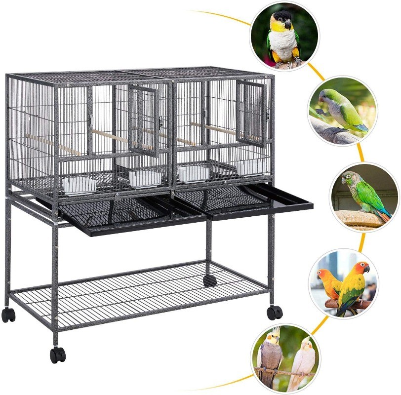 41.5" Stackable Divided Breeder Parakeet Bird Cage for Canaries Cockatiels