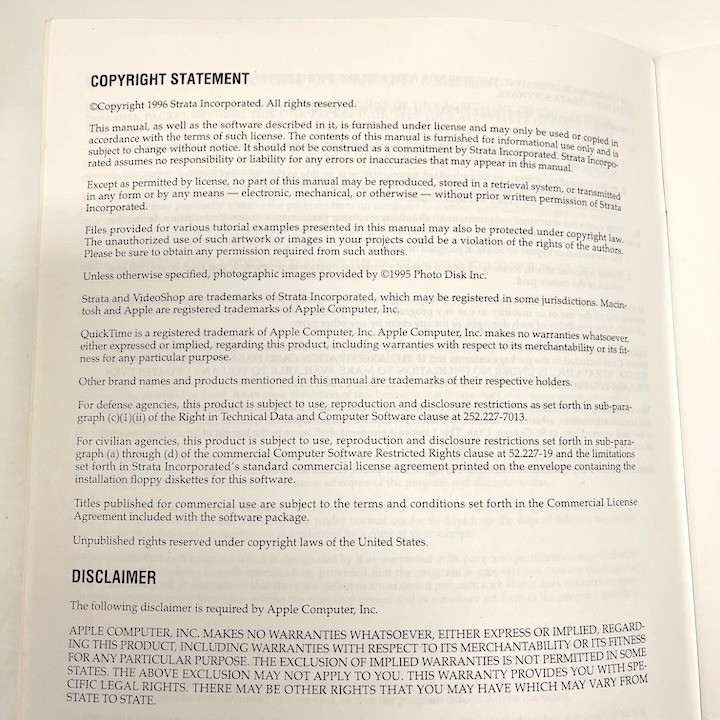 1996 Strata VideoShop Getting Started Manual Video Editing Version 3.0.4