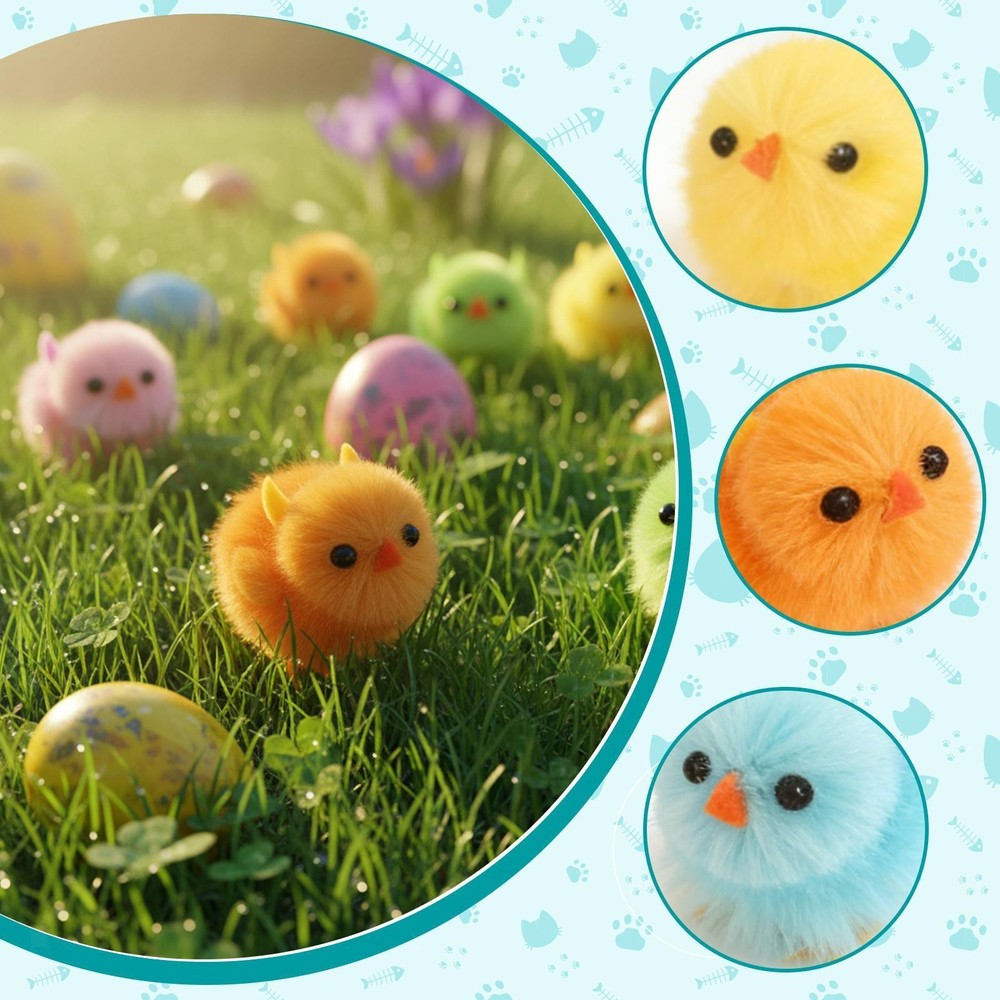18x Mini Easter Chicks Tiny Chenille Chicks for Easter Egg Fillers Dollhouse