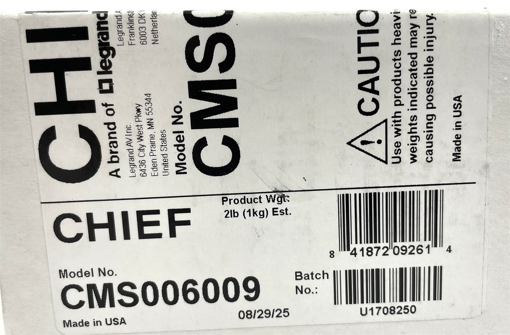 Open Box Chief CMS006009 6-9 Inch Adjustable Extension Column