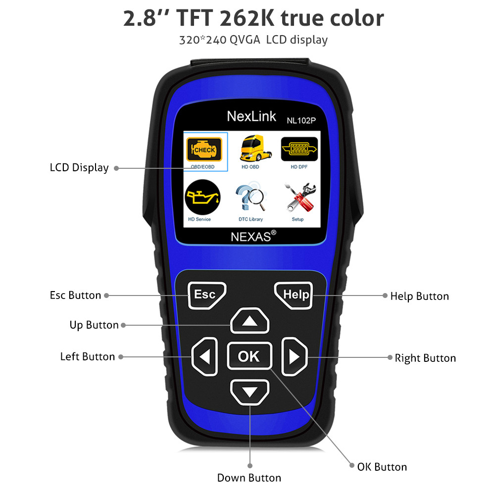 NL102 Plus Heavy Duty Truck Code Reader DPF Oil Reset Scanner Diagnostic Tool US