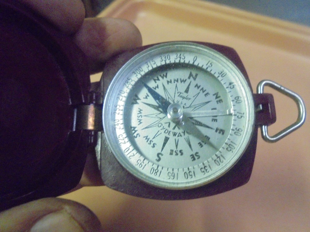 Vintage Taylor Gydeway Compass Bakelite Case Red Folding Case