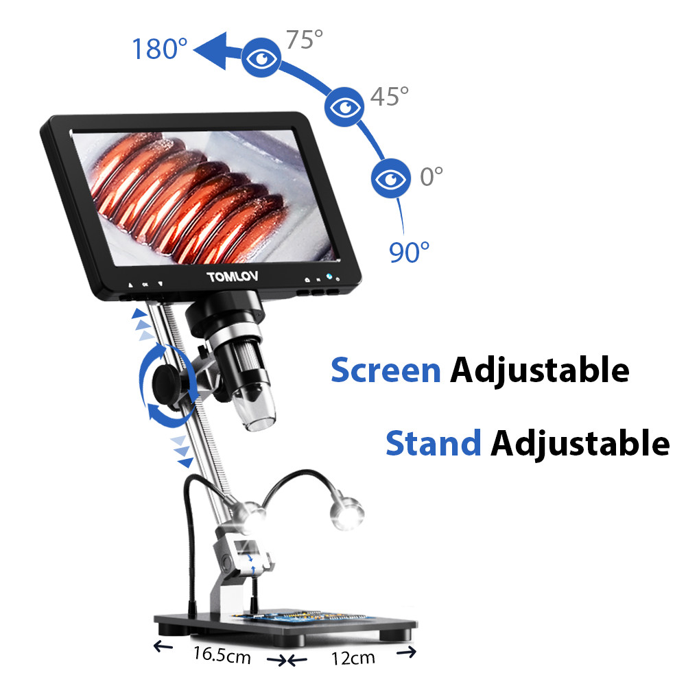 TOMLOV DM9 Pro 7" HDMI Digital Microscope 1200X Coin Microscope Camera Recorder