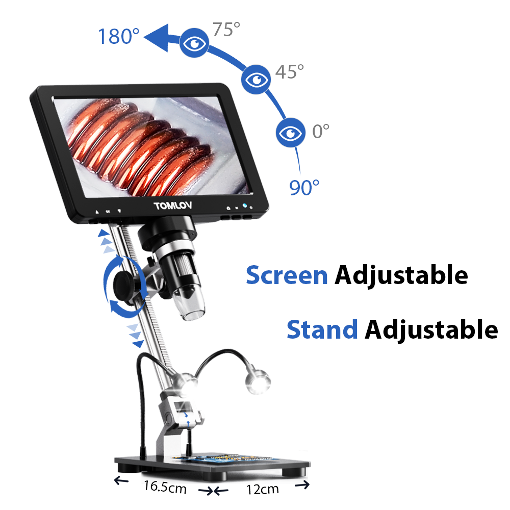 TOMLOV DM9 Pro 7" HDMI Digital Microscope Camera 1200X Coin Microscope Recorder