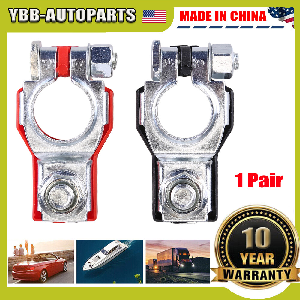 2PCS POSITIVE & NEGATIVE BATTERY CABLE TERMINALS END CONNECTORS NEW