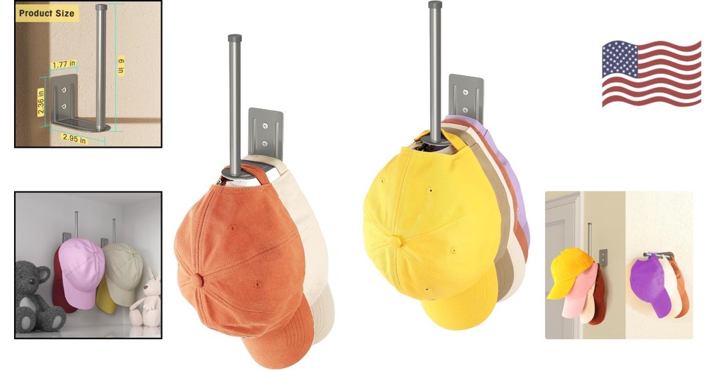 Space-Saving 6-Inch Hat Holder Set - Stylish Baseball Cap Storage Solution