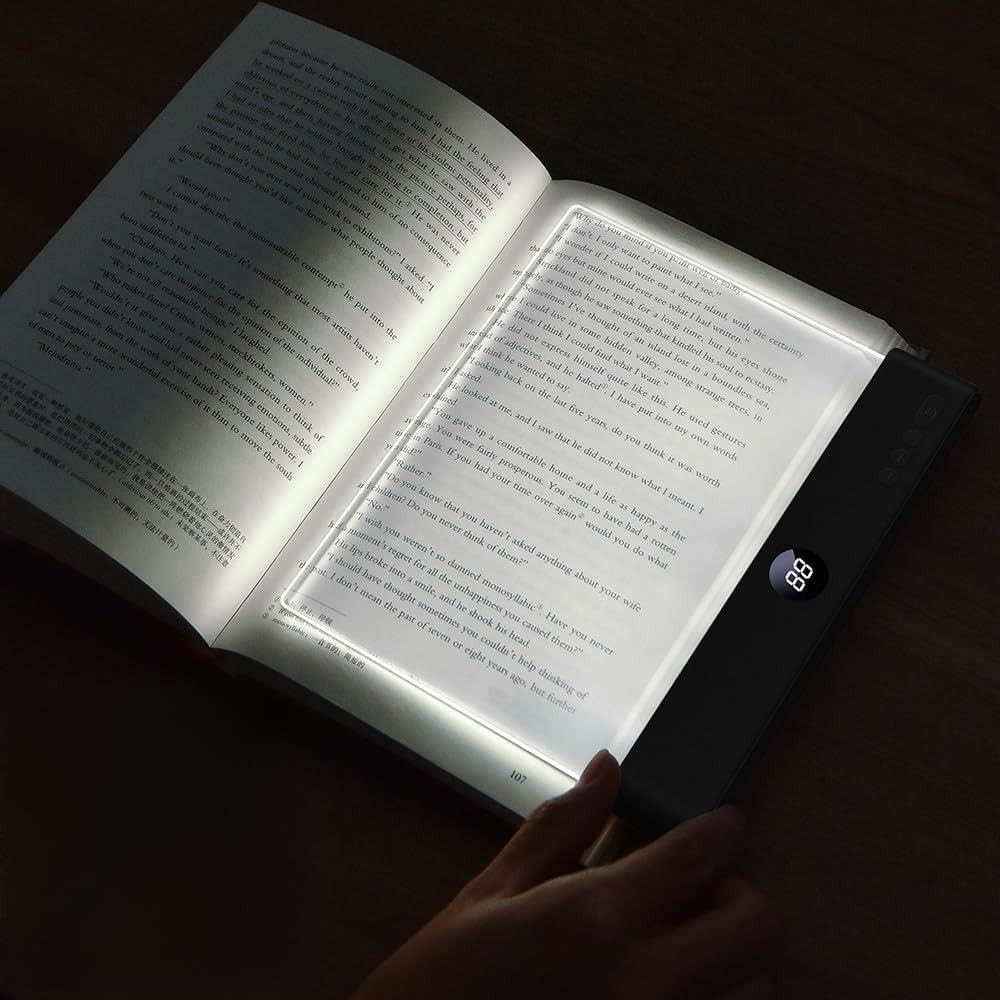 Rechargeable LED Book Light with Dimmable Colors and Timer for Reading